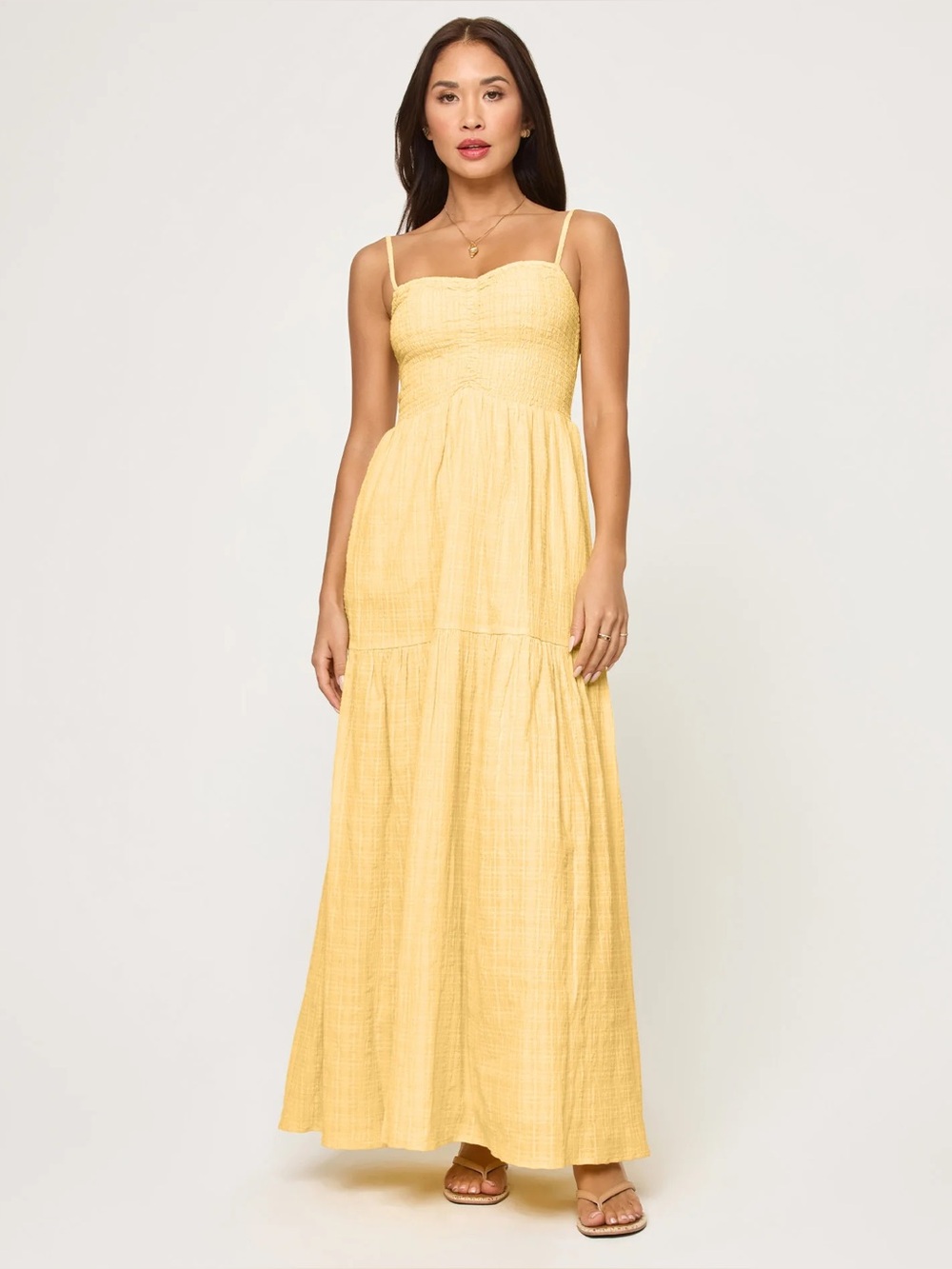 l*space Yellow Smocked Maxi Dress